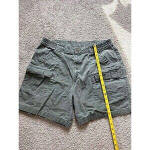 Bill Blass Cargo Shorts Mens 38 Olive Green 100% Cotton Elastic Waist Utility